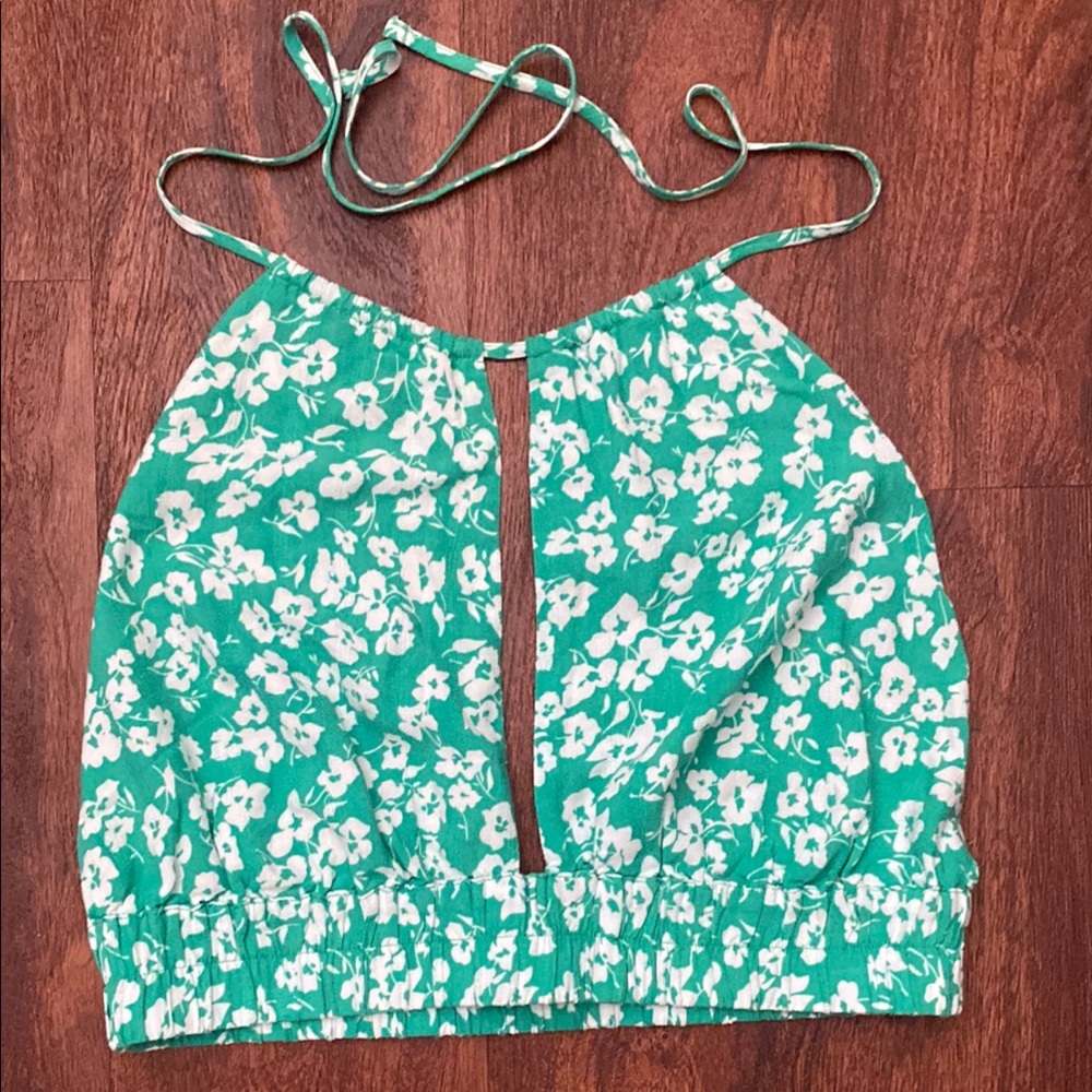 Floral Green Halter Top